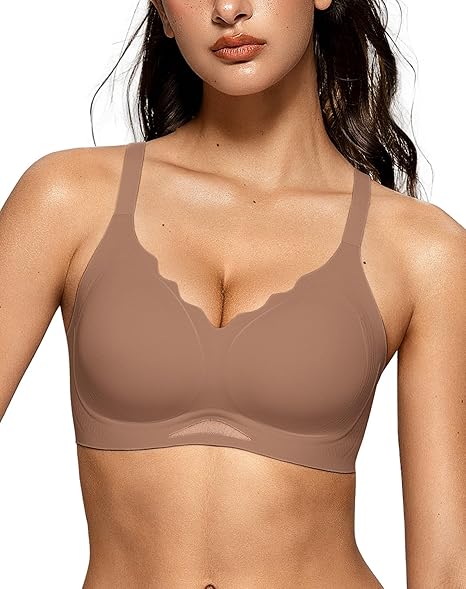 Scalloped Wireless Bras with Mesh