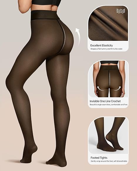 2 Pairs Fleece Lined Tights