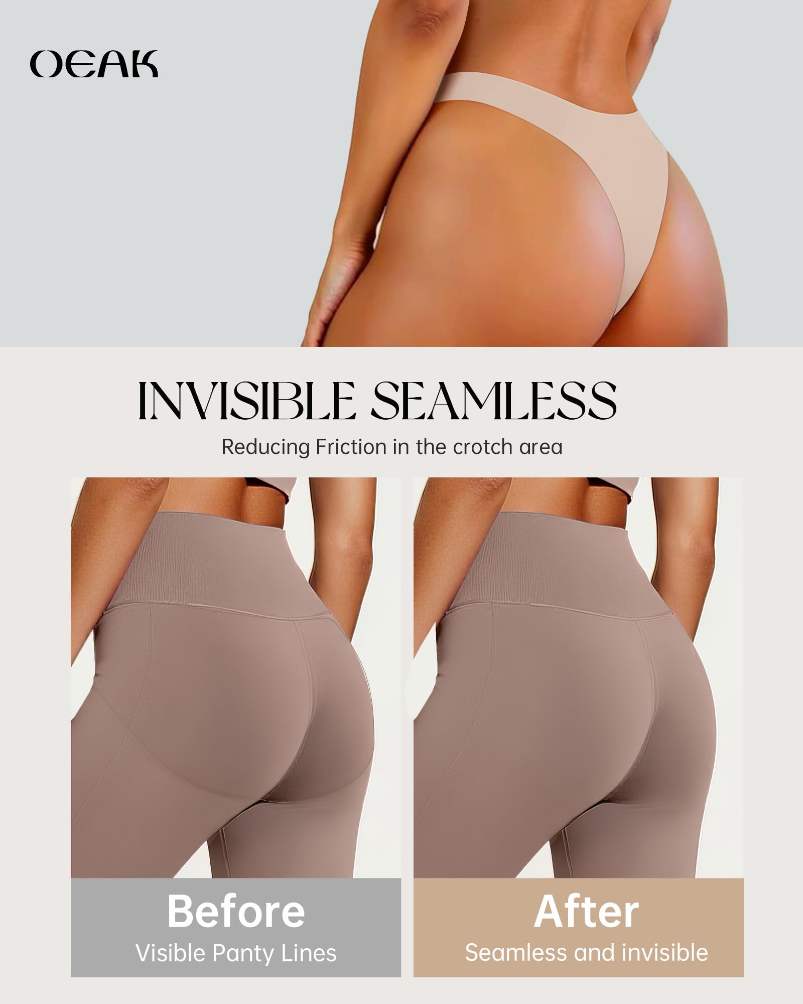 OEAK Seamless Thongs for Women Invisible Thongs